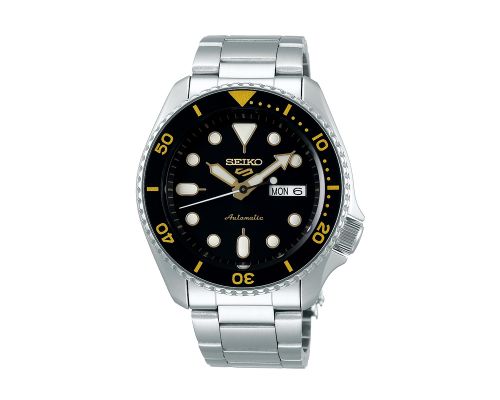 SEIKO Men's Hand Watch 5 SPORTS Stainless Band, Black Dial SRPD57K1
