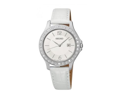 SEIKO Ladies' Watch QUARTZ White Leather Strap, White Dial SXDF83P1