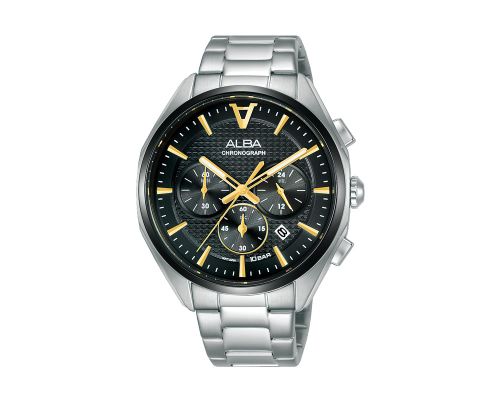 ALBA Men's Hand Watch FLAGSHIP Stainless Band, Black Dial AT3G79X1