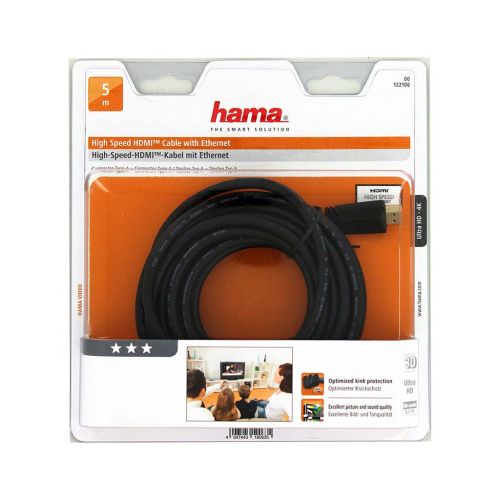 HAMA High Speed HDMI™ Cable Plug-Plug Ethernet Gold-plated 5m Black HAMA122106