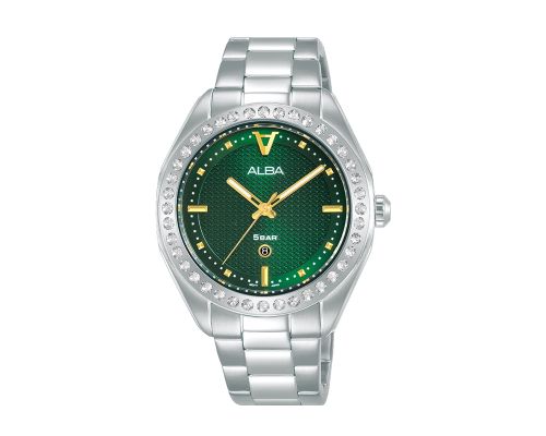 ALBA Ladies' Hand Watch FLAGSHIP Stainless Band, Green Dial AH7Y21X1