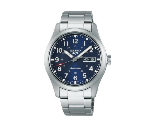 SEIKO Men's Hand Watch 5 SPORTS Stainless Band, Blue Dial SRPG29K1