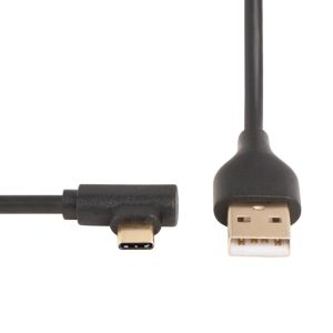 HAMA USB-C 2.0 Cable 90° Angled Plug Gold-plated Twist-proof 1m Black HAMA135738