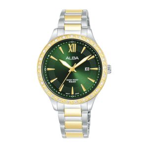 ALBA Ladies' Hand Watch FASHION Stainless Band, Green Dial AH7BX8X1